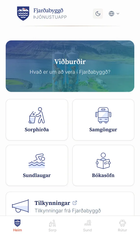 Forsíða Fjarðabyggðarappsins